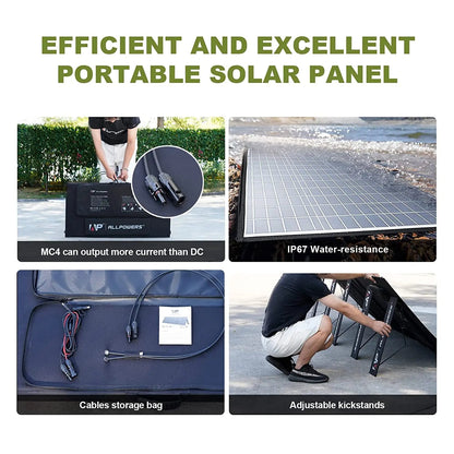 Foldable Solar Panel 400W / 200W / 140W / 100W / 60W Solar Charger with Solar Output for Power Station Solar Generator