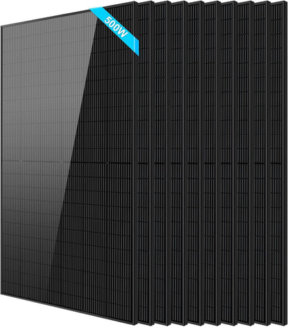 SUNGOLDPOWER 10PCS 500 Watt Monocrystalline Solar Panel 11BB Grade a Cell,Black,High Efficiency,Ip68 Waterproof for Rv,Home,Farms,Parking Lot,Marine,On/Off-Grid System(5000W)