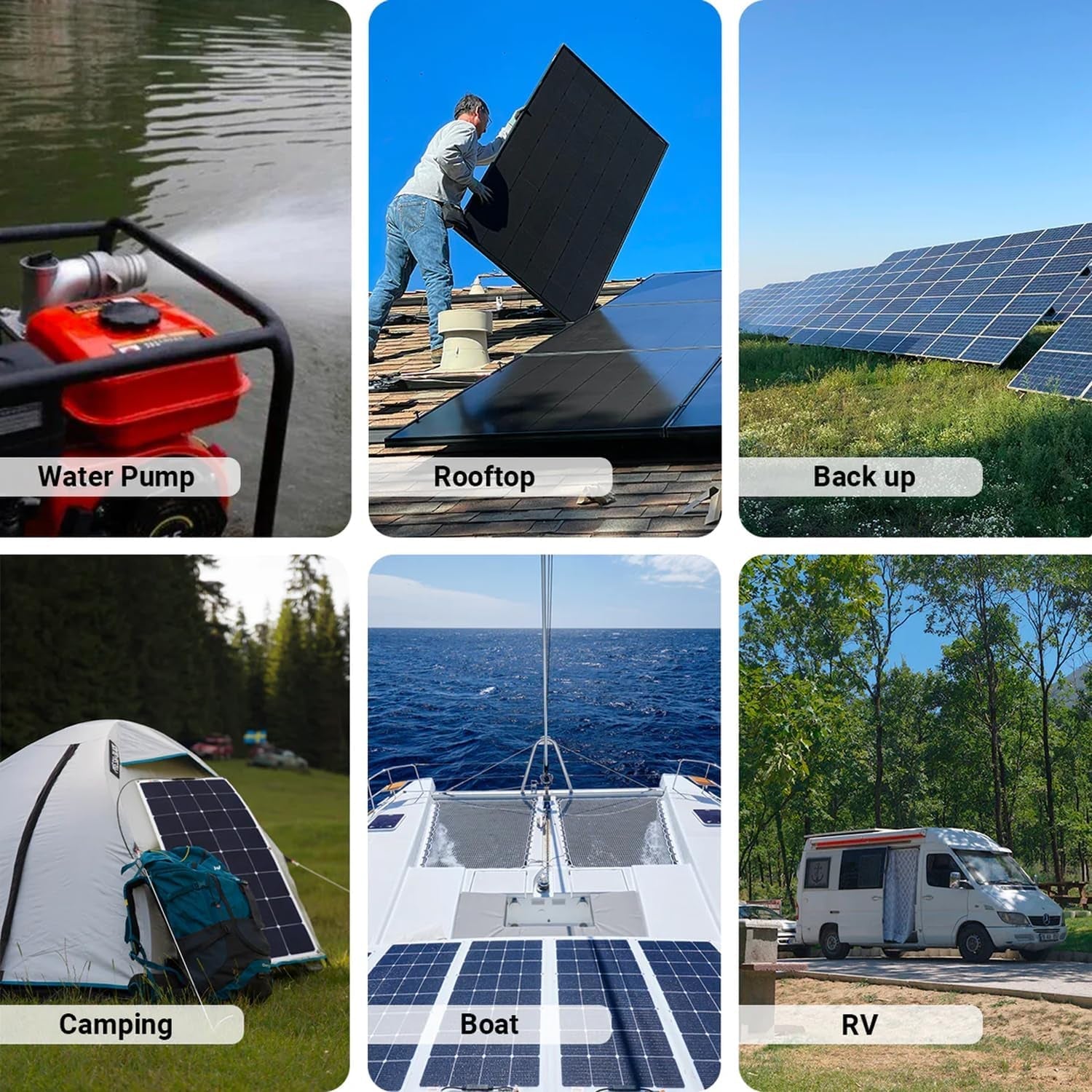 Calpha 4Kw 20.48Kwh Complete Solar Panel Kits: 4000W Flexible Panels + 4 * 51.2V 100Ah Lifepo4 Lithium Battery + 5Kw Integrated Solar Inverter + Accessories, 48V System - Floor-Standing