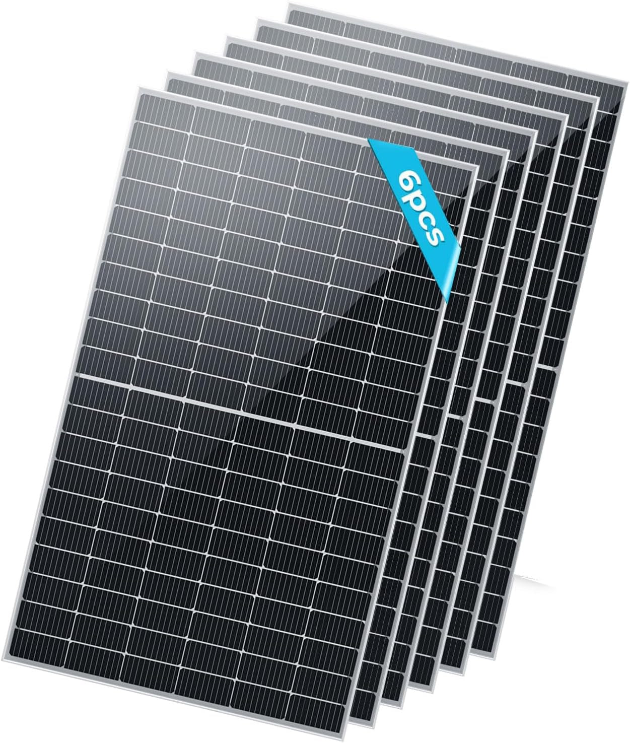 Bifacial 6Pcs 450 Watt Solar Panels 12/24 Volt Monocrystalline PV Power Charger On/Off-Grid 2700W Supplies for Rooftop Charging Station Farm Yacht and Other Off-Grid Applications