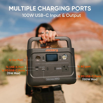 Solar Generator 300 plus Portable Power Station with 40W Book-Sized Solar Panel, 288Wh Backup Lifepo4 Battery, 300W AC Outlet, Only 5KG for RV, Outdoors, Camping, Traveling, and Emergencies