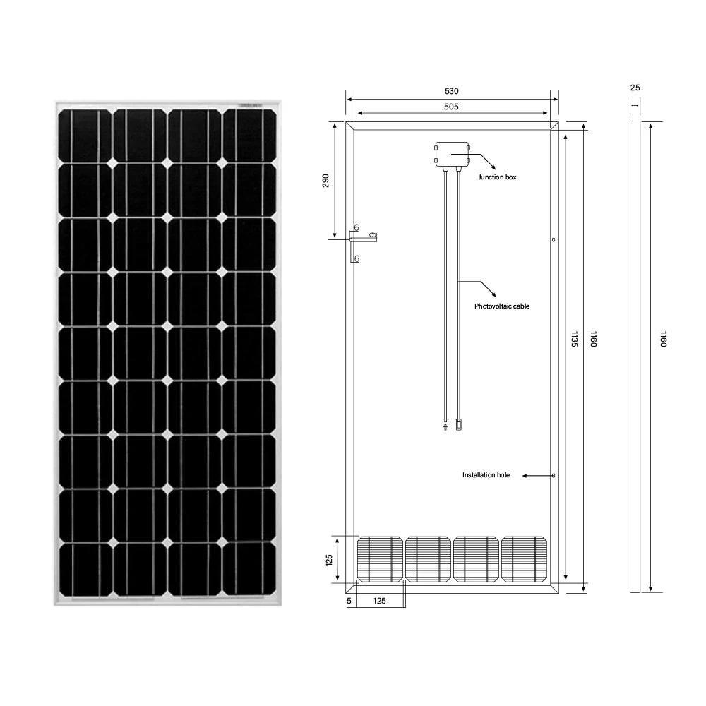 200W Glass Solar Panel and 120W Rigid Photovoltaic Solar Panel System for Balcony Home Charging Battery Outdoor Power Supply