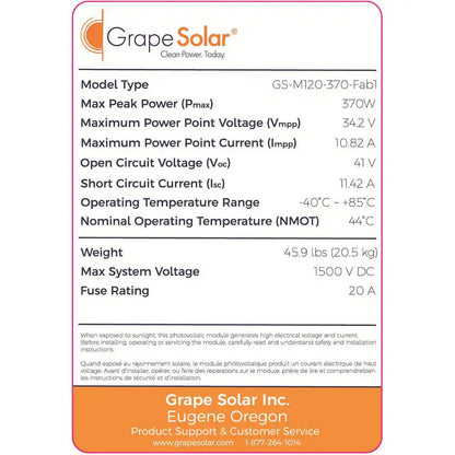 370-Watt Monocrystalline Solar Panel (4-Pack)