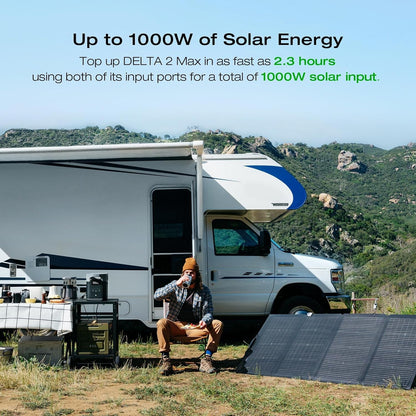 Solar Generator DELTA 2 Max 2048Wh with 400W Solar Panel, LFP Battery Portable Power Station up to 3400W AC Output Fast Charging 0-80% in 43 Min Solar Powered Generator for Camping, RV