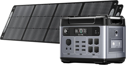 Solar Generator P2001 plus 2048Wh with 2X220W Solar Panel, 2400W Portable Power Station, Lifepo4 Battery Solar Powered Generator for Camping, Home, RV, Emergency