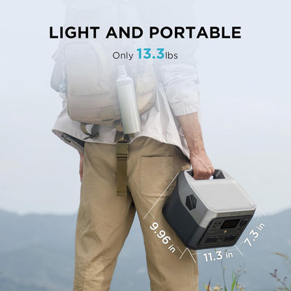 Portable Power Station RIVER 2 Max 500, 499Wh Lifepo4 Battery/ 1 Hour Fast Charging, up to 1000W Output Solar Generator (Solar Panel Optional) for Outdoor Camping/Rvs/Home Use
