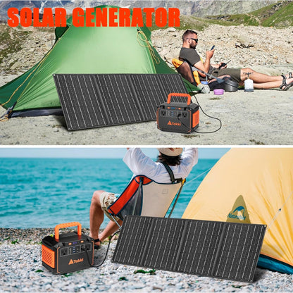 350W Peak Solar Generator Portable Power Station with 40W Solar Panels Included, 240Wh Solar Power Bank AC DC USB Ports for Camping Tent Emergency Outdoor