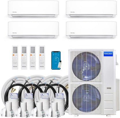 48K BTU 20.5 SEER Multi-Zone Mrcool DIY 4 Zone Ductless Heat Pump Split System 4Th Generation - 9K+9K+9K+24K