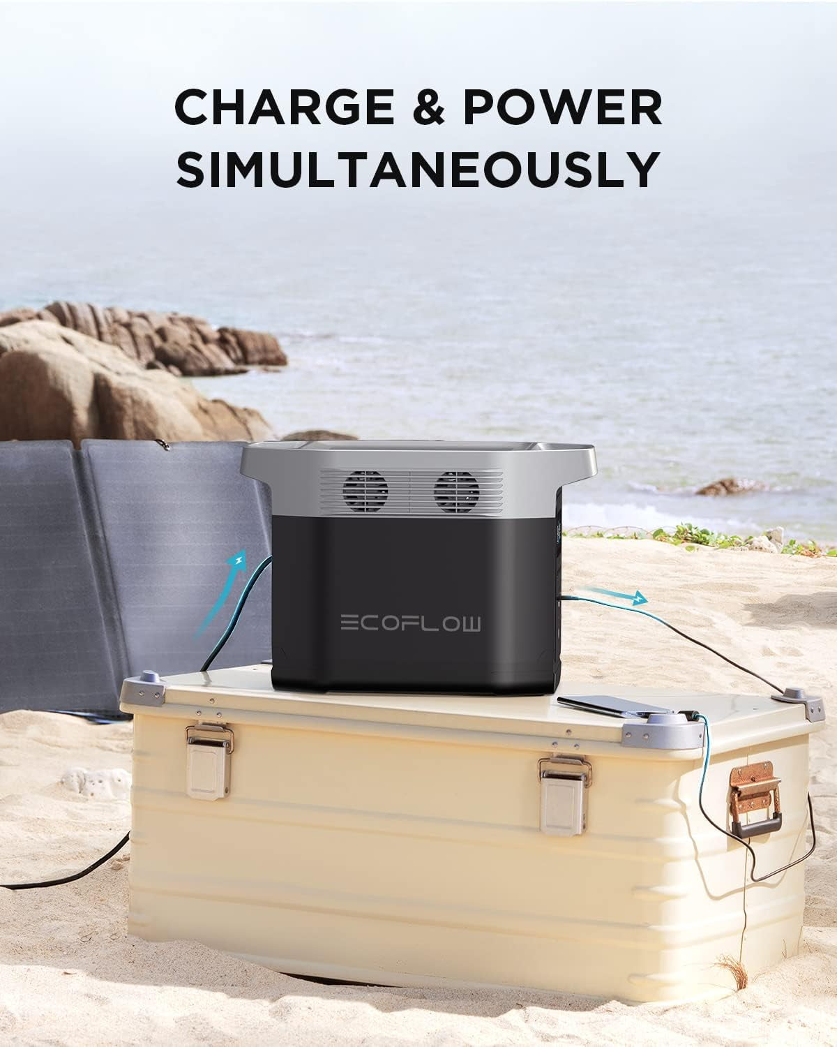 Portable Power Station DELTA 1300, 1260Wh Solar Powered Generator with 6 X 1800W AC Outlets, Solar Generator(Solar Panel Optional) for Outdoor Camping
