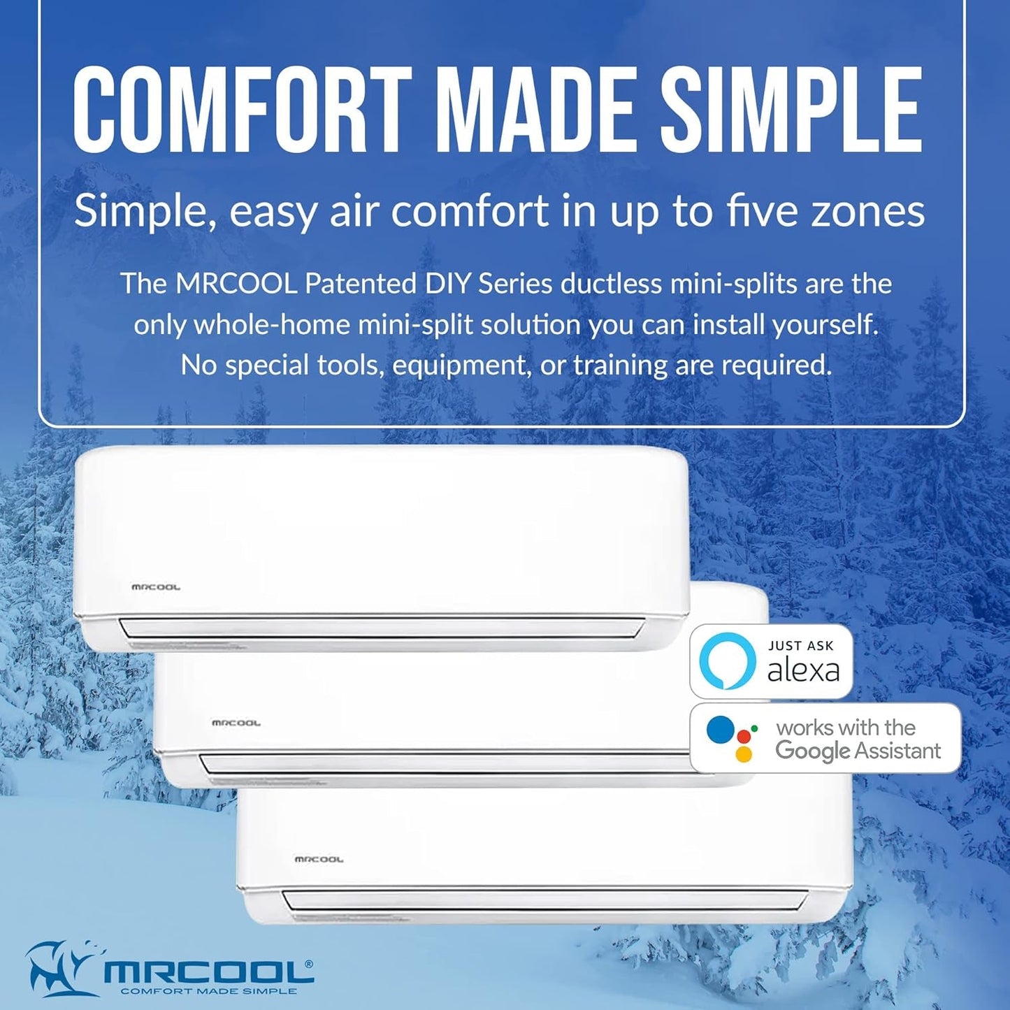 48K BTU 20.5 SEER Multi-Zone Mrcool DIY 3 Zone Ductless Heat Pump Split System 4Th Generation - 12K+12K+24K
