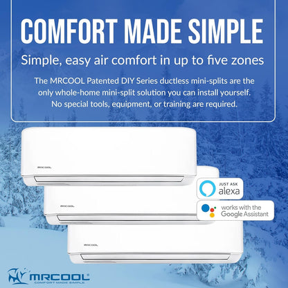 48K BTU 20.5 SEER Multi-Zone Mrcool DIY 3 Zone Ductless Heat Pump Split System 4Th Generation - 12K+12K+24K