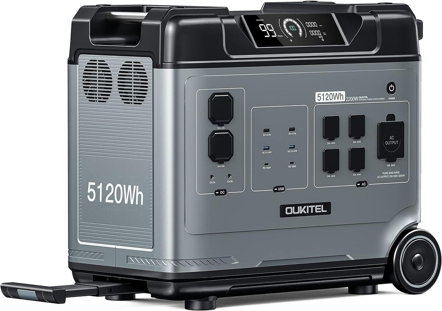 P5000 Power Station, 5120Wh Lifepo4 Solar Generator, 5X2200W AC Outlets (4000W Surge), UPS Battery Backup, 2.8H to Full Charge, 1000W MPPT Solar, for Emergency, Power Outage, Home Use