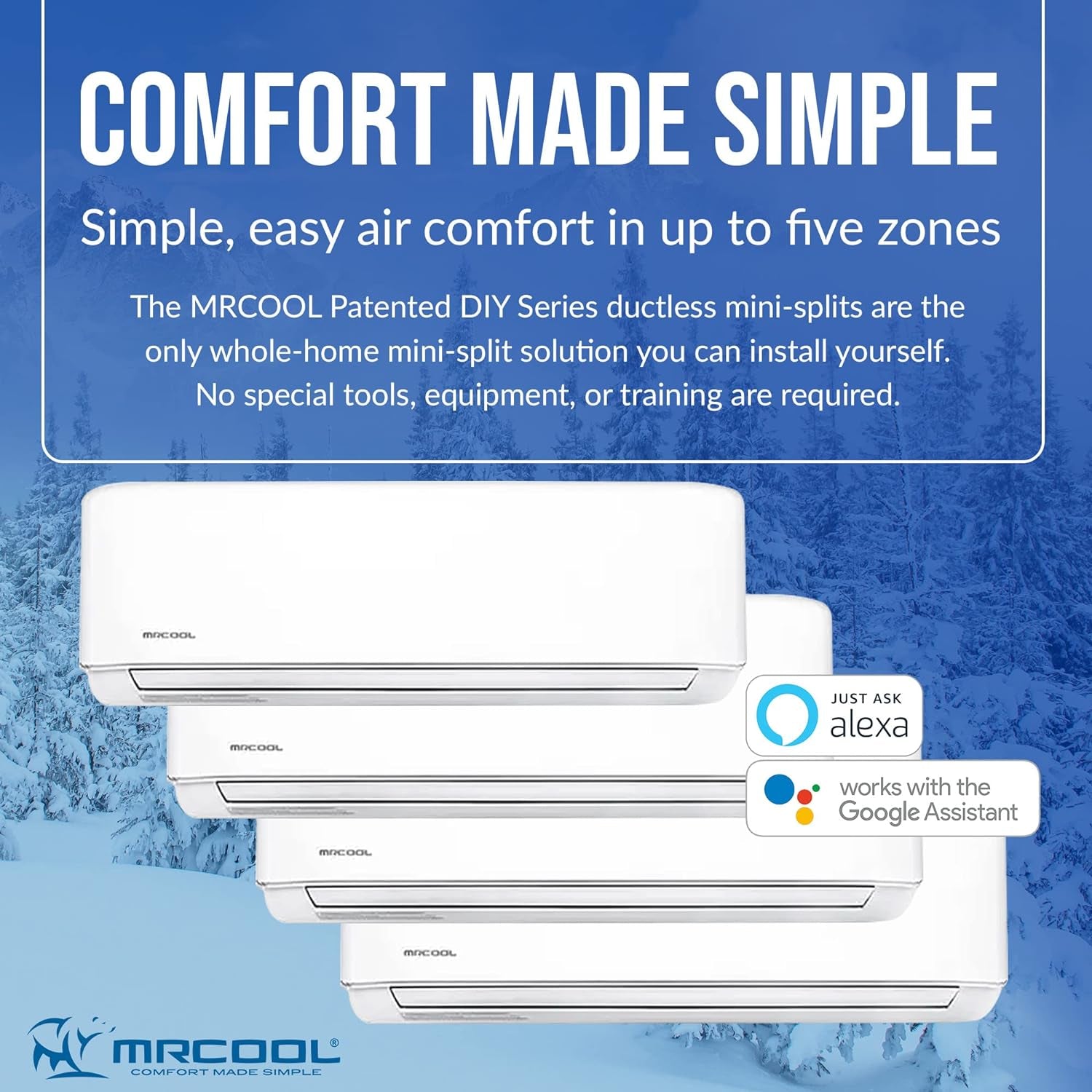 36K BTU 21.5 SEER Multi-Zone Mrcool DIY 4 Zone Ductless Heat Pump Split System 4Th Generation - 9K+9K+9K+12K