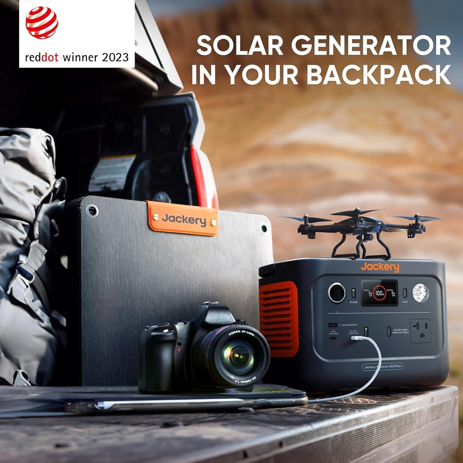Solar Generator 300 plus Portable Power Station with 40W Book-Sized Solar Panel, 288Wh Backup Lifepo4 Battery, 300W AC Outlet, Only 5KG for RV, Outdoors, Camping, Traveling, and Emergencies