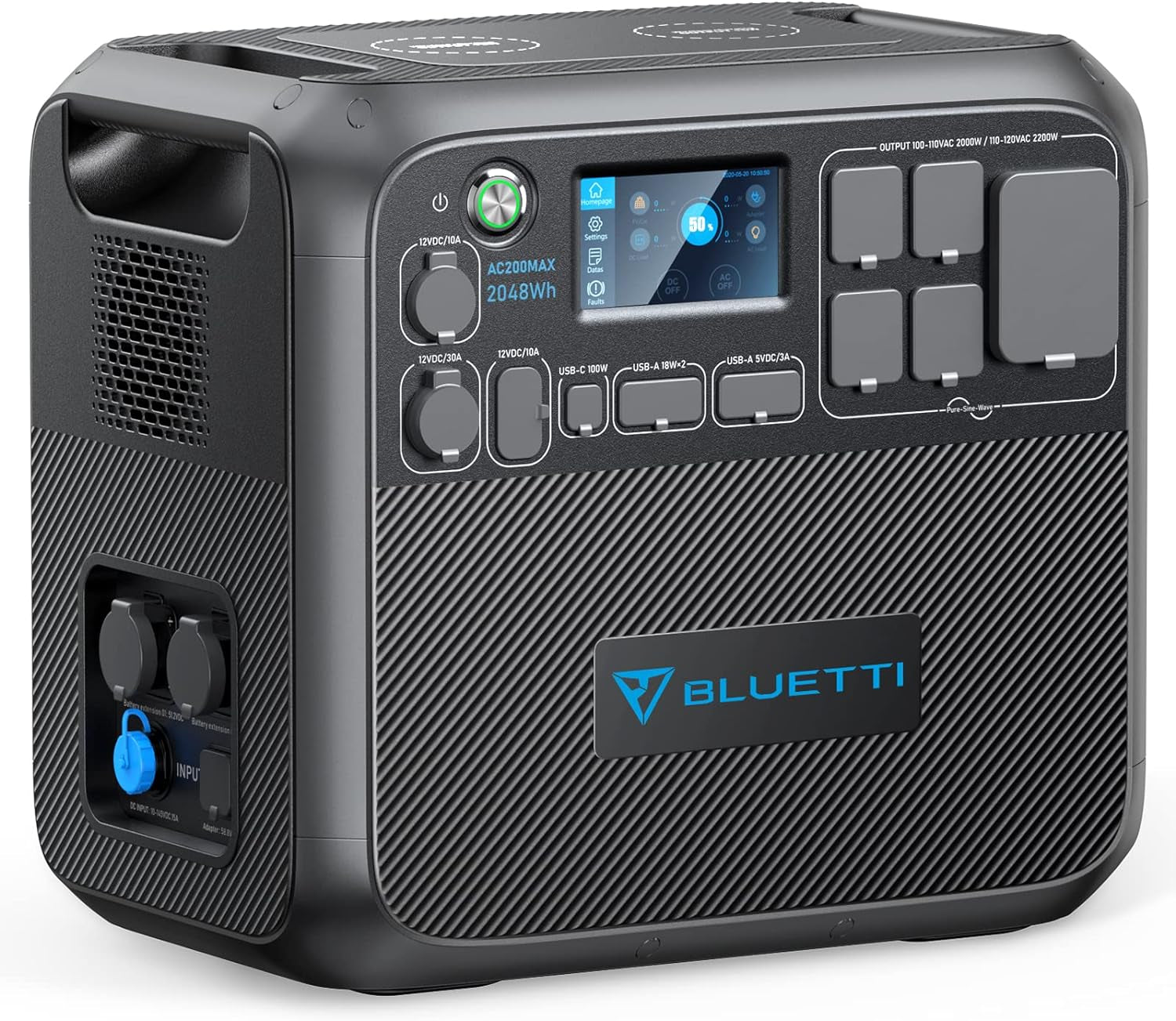 Portable Power Station AC200MAX, 2048Wh Solar Generator Expandable to 8192Wh, 5 2200W AC Outlets, Lifepo4 Battery for Camping, Emergency