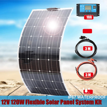 120W Panel Solar 240W 12V Mono Solar Cell Outdoor 360W Flexible Solar Panel Kit 600W 1200W for Light Home Lead Acid Battery Cell