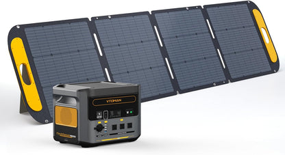 Solar Generator 1500W (3000W Peak) with 220W Solar Panel Included, 1548Wh Lifepo4 Power Station with 1500W AC Outlets, 100W USB Ports, 12V DC, for Home Electric Backup & Rv/Van Camping