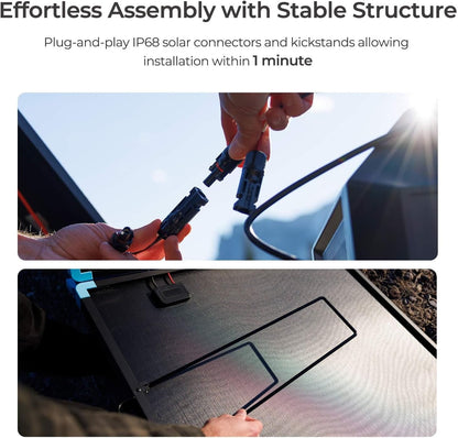 400W Lightweight Portable Solar Suitcase, Foldable Solar Panel Charger for Outdoor Activities, RV, Camping, Marine, Off-Grid, Fast Installation with Sturdy Kickstands
