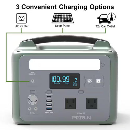 600-Watt Continuous/1200-Watt Peak Power Station plus 200-Watt Portable Solar Waterproof Panel, Camping, Outdoor Living